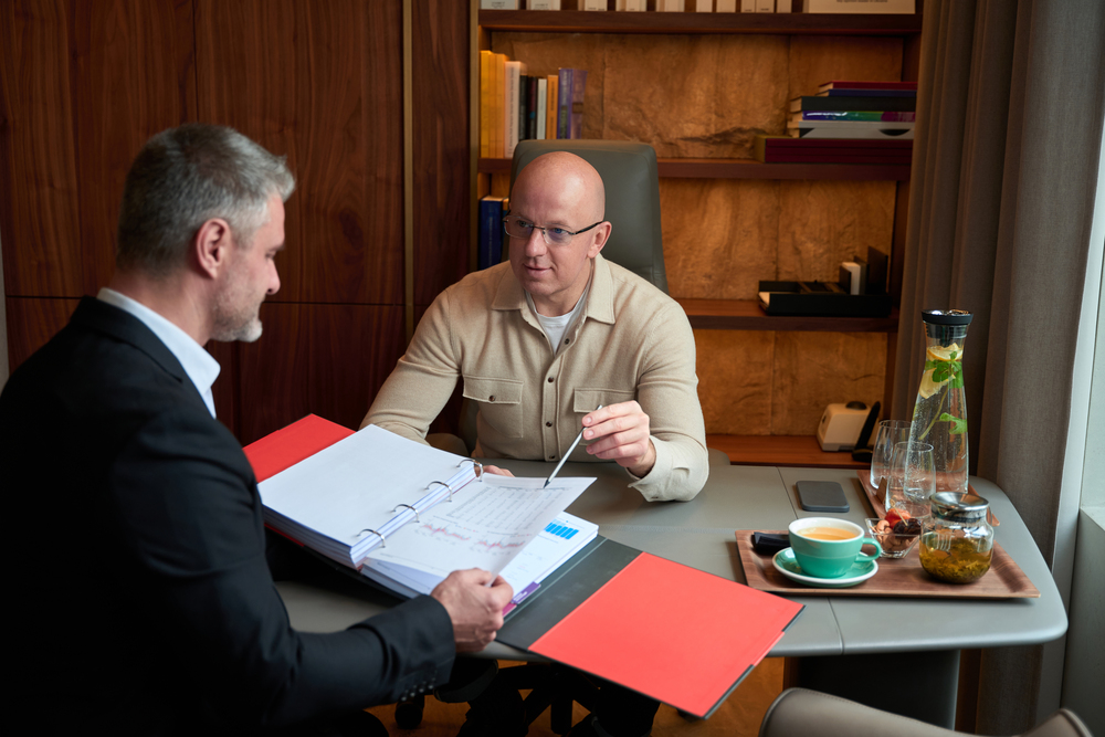 Partners discussing a textile circularity project