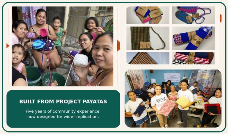 Community makers working with recovered textiles in Payatas